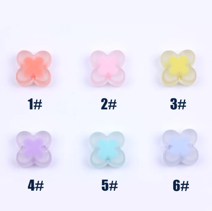 

DIY material 16mm frosted four-leaf clover loose beads acrylic diy jewelry accessories