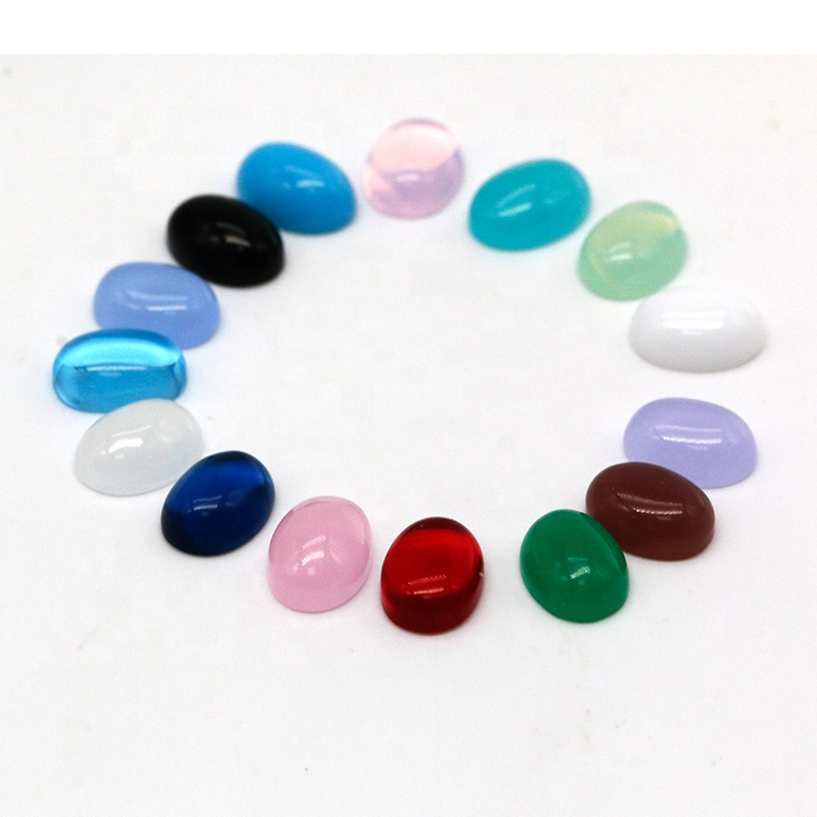 

Wholesale 6*8 mm 5*7 mm oval various colors glass cabochon gemstone