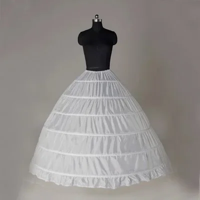 

Hot Sale Top Quality Under Wear Underskirt Puffy 6 Hoops Crinolina Petticoat Skirt for Ball Gown Bridal Wedding Dress, White
