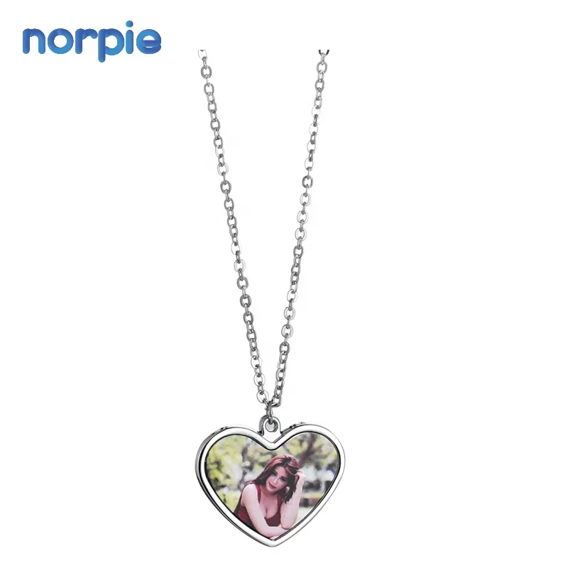 

DIY Custom Fashion Jewelry Women Heart Shape Sublimation Blank Necklace Mothers Day gifts Necklace, Silver color