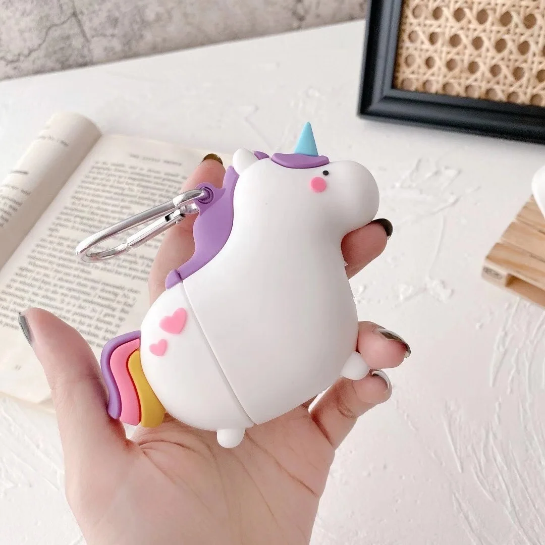 

cute unicorn for airpods case 3D animal silicone rainbow unicorn for airpod cases 2020, Silver/black/gold and so on
