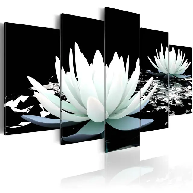 

Canvas Art Painting Oil Buddha Orchid Flower Picture Living Room Natural Scenery Pop 5 Panel Landscape Wall Decor