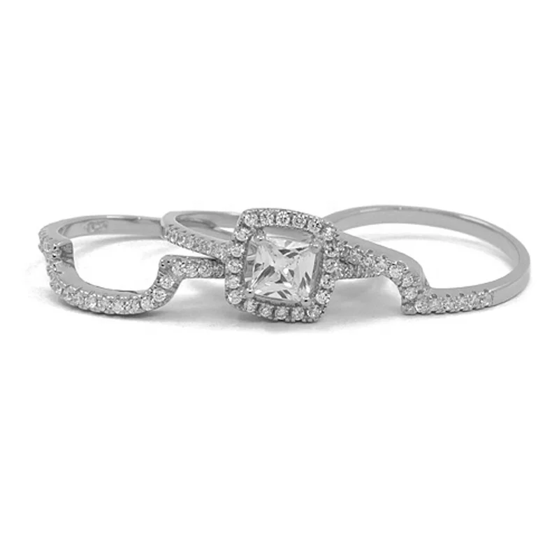 

RZH-RA27 Factory Wholesale Rings Jewelry Women 925 Sterling Silver Western Wedding Rings Set