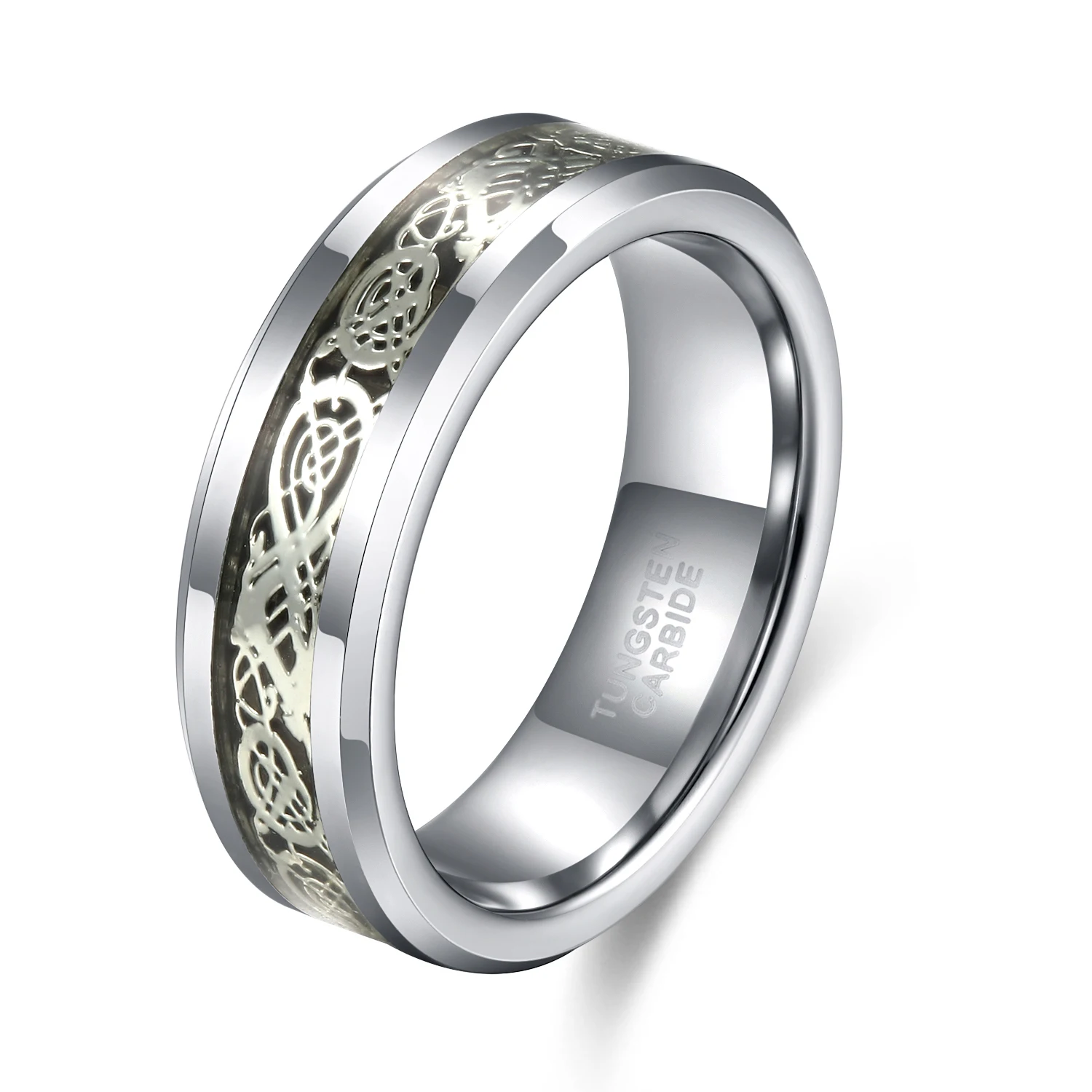 OAHLAN Trendy 6mm 8mm Dragon Celtic Inlay Men's Waterproof Tungsten Carbide Ring Wedding Band Fashion Jewelry Dropshipping