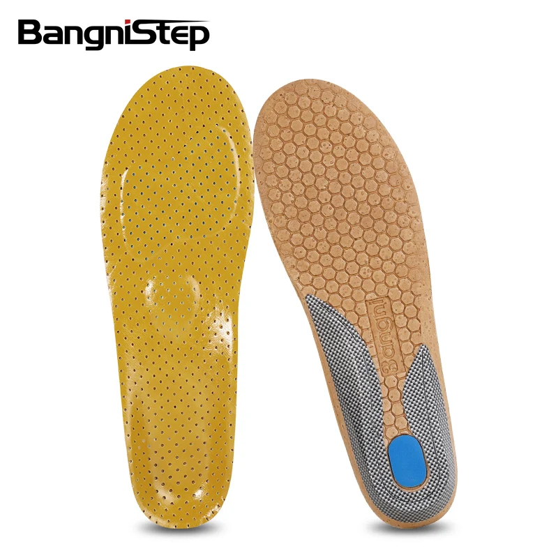 

Bangni Plantar Fasciitis Flat Feet Carbon Fiber Leather Cork Arch Support Orthotic Insoles For Foot Cushion, Customized