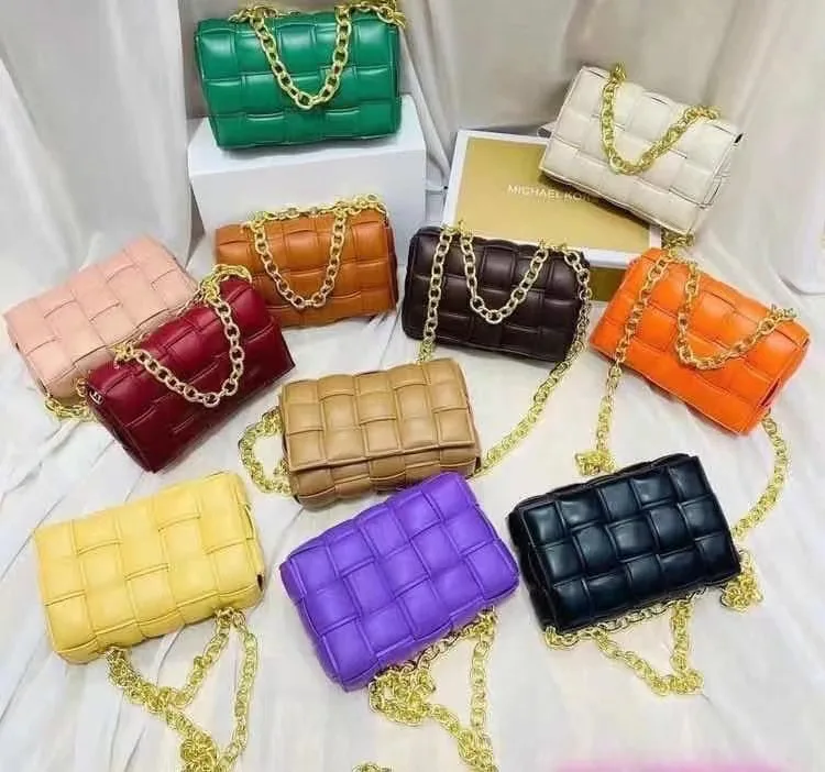 

bolsos demuj 2021 Knitted PU Big Chain Ladies Bag Alligator Handbags For Women Luxury, 10 colors