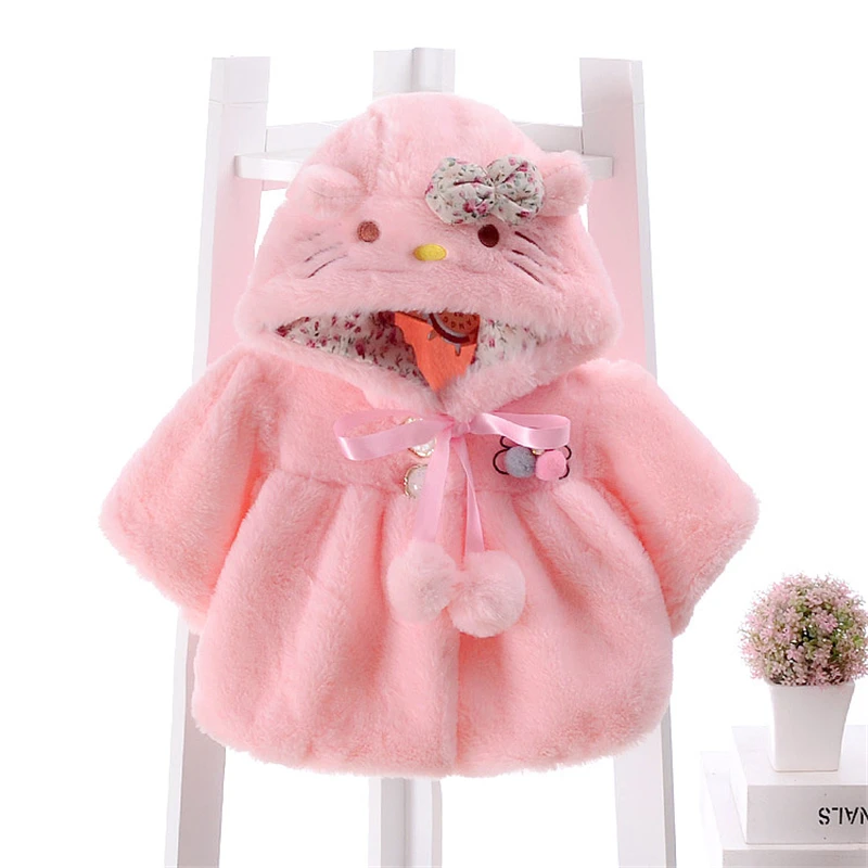 

Factory Price Baby Autumn Winter Hooded Coat Casual Cute Hoodie jackets Children Girls Faux Fur Coat