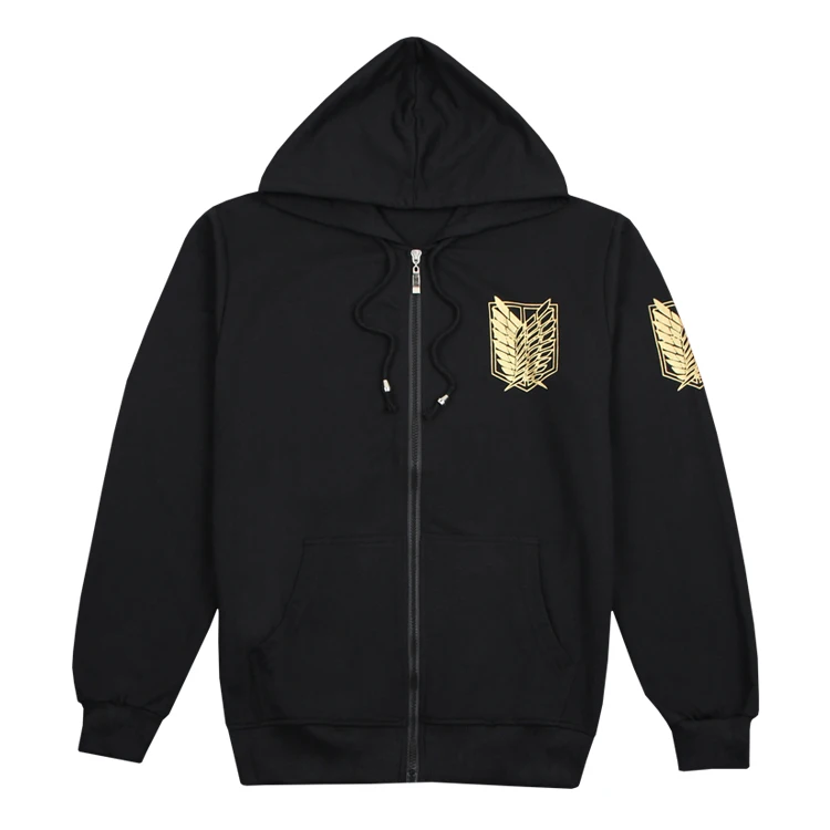 

Anime hoodie Attack on Titan coat Autumn Free Wing Men's Black Army Green Long Sleeve Hooded Zip Jacket