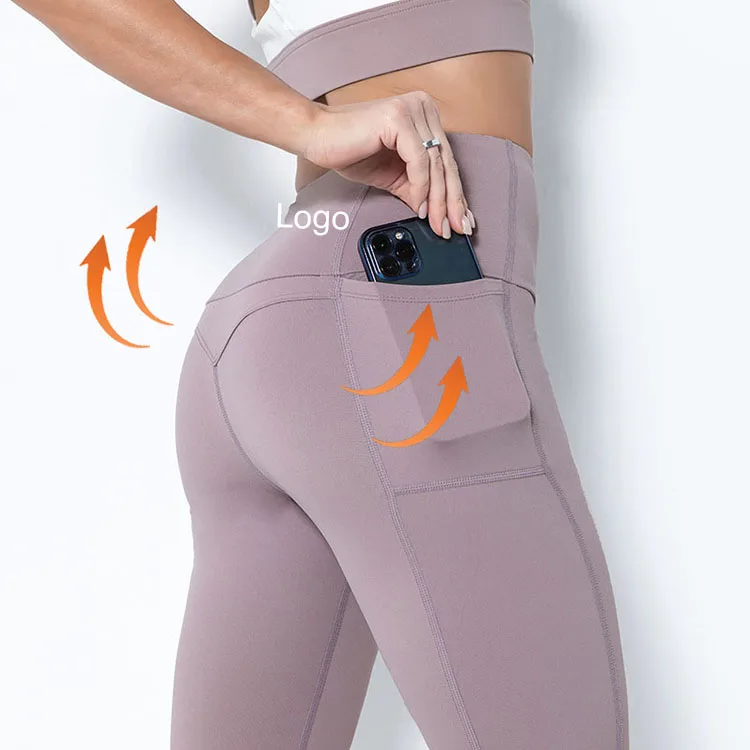 

Tiktok Women's Pocket Yoga Pants Running Fitness High Waist Outer Wear Sports Tight Joggers Peach Butt Lift Yoga Leggings, As picture or customized colors