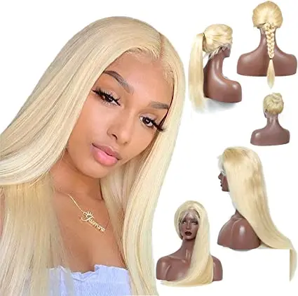 

Unprocessed 613 Blonde Color Water Wave Transparent Lace Virgin Remy Human Hair Lace Front Wig for black women