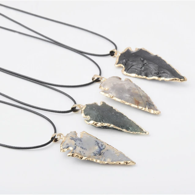 

Wholesale Factory Sales Natural Rough Stones Black Tourmaline Obsidian Arrowhead Pendants