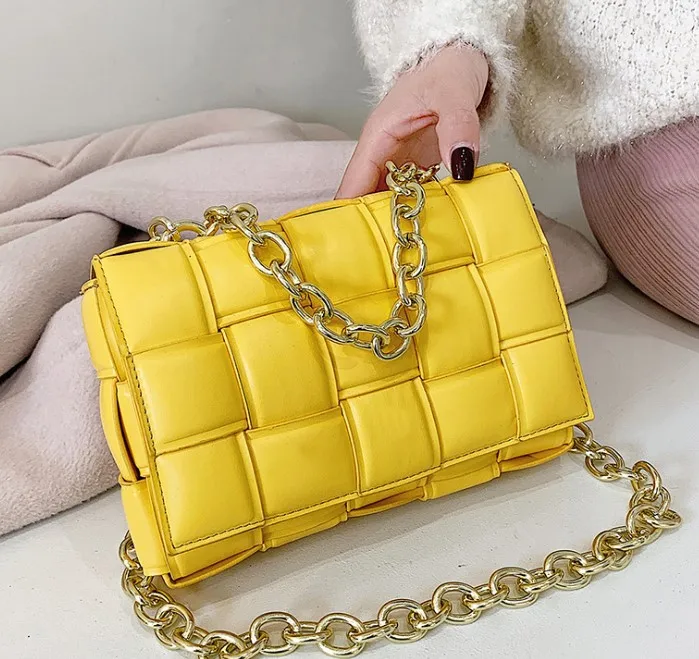 

Chain Woven Bag Minimalist Urban Square Plaid Luxury Handbags For Women, Multi color