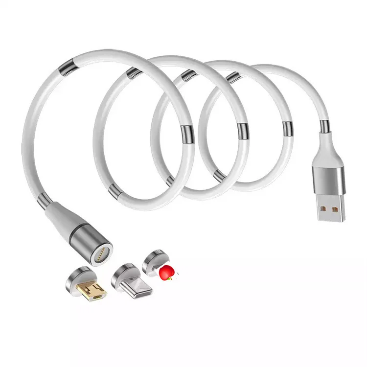 

Magnetic Mobile Phone USB Cable 3 in 1 Fast Charger Cable Micro USB Type-C Charging Tidy Cable