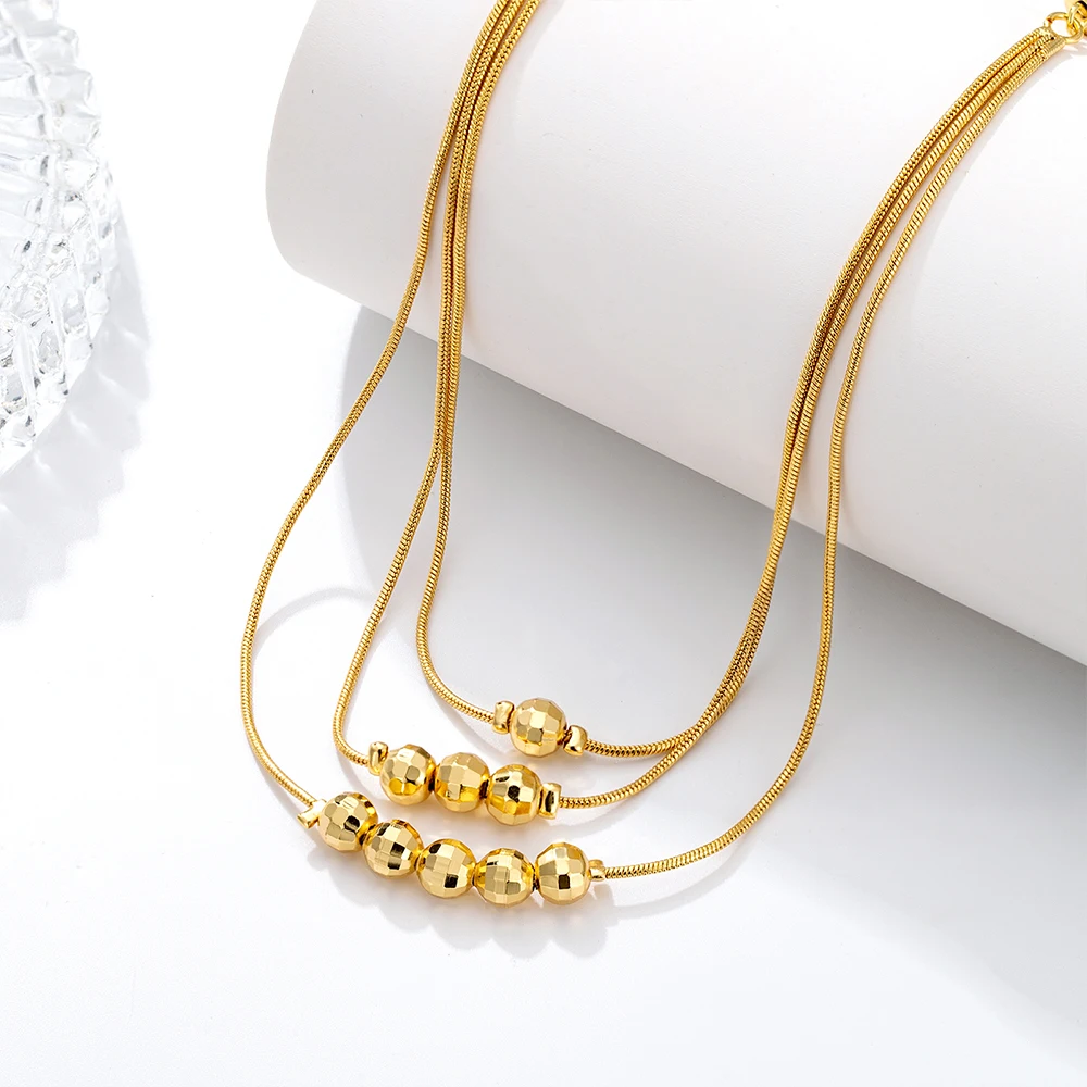 

Advanced Circle Multi Layer Long Necklace Round Earrings Trendy Ladies Golden Jewelry Sets