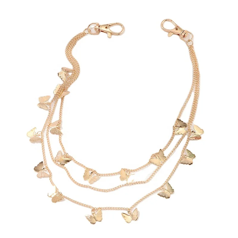 

Jachon Simple creative butterfly multi layer body chain female personality punk pendant waist chain, As picture