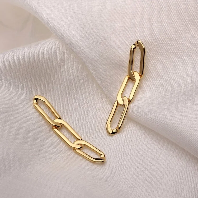 

Minimalist 18k Gold Plated Stainless Steel Hypoallergenic Long Dangling Earrings Chunky Curb Link Chain Earrings for Women, Gold color