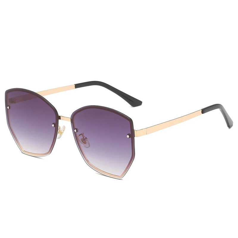 

Polygon Irregular Women Sunglasses OEM ODM Custom Logo Frameless Metal Sun Glasses UV400 For Female