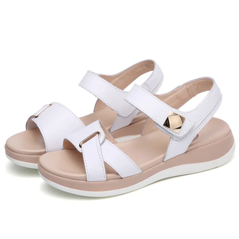

2020 Summer Simple Women's Casual Sandals Htight Increase, White, beige