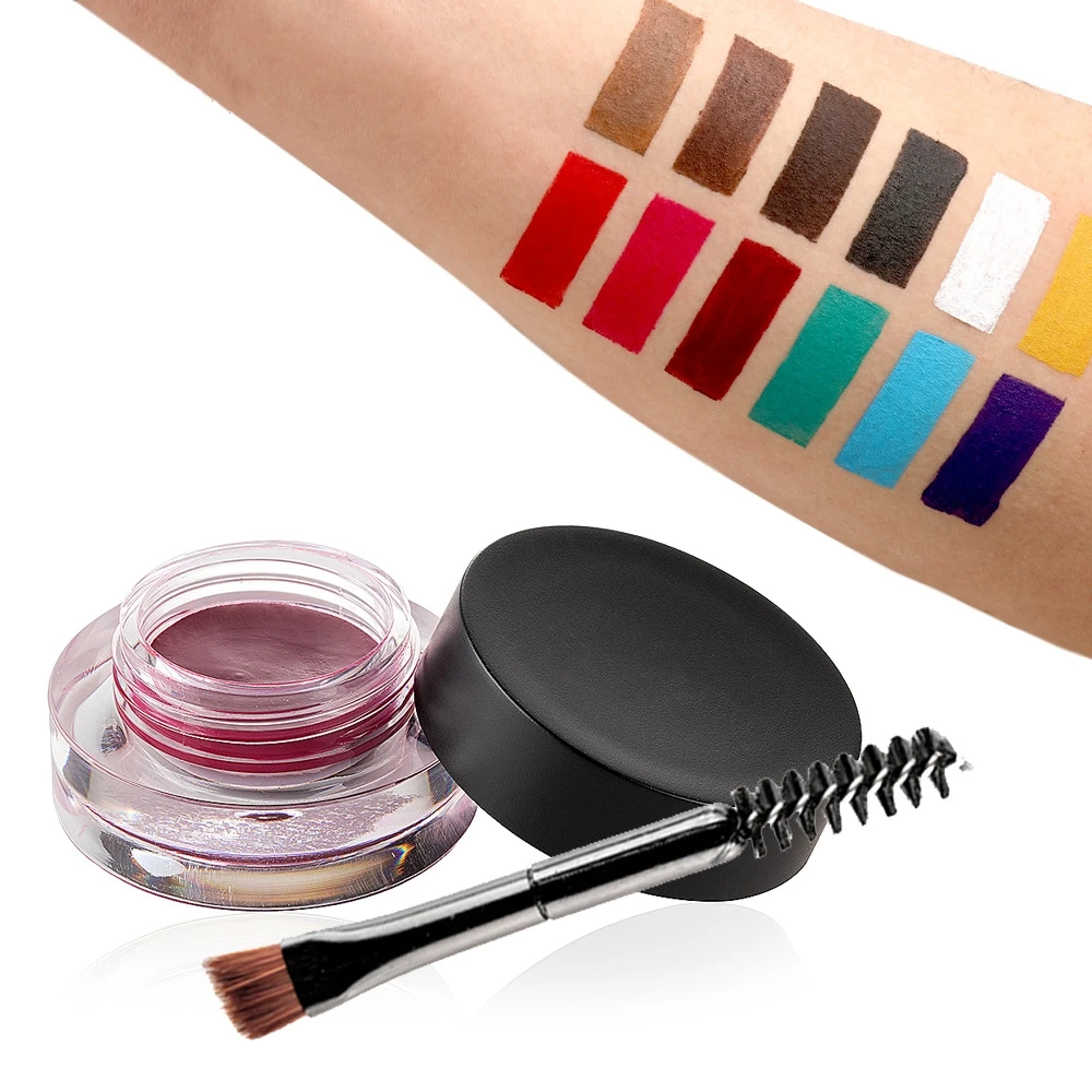 

Color eyebrow cream with Brush Long Lasting Brow Color Gel OEM Private Label Eye Brow Gel Pomade 12 Color Waterproof Eyebrow, 12colors