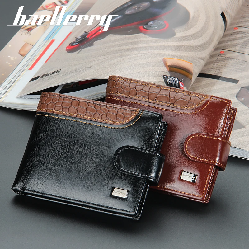 

Baellerry 2021 luxury designer Small wallet vintage customized money clip handmade wallet billeteras cuero leather money bag, Coffee,black