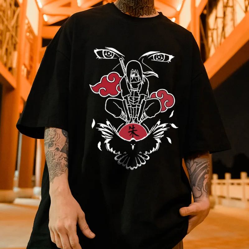 

Japanese Anime T Shirt Men Itachi Funny Cartoon T-shirt Unisex Cool Akatsu Fashion Streetwear Tshirt Couple Hip Hop Top Tee Male