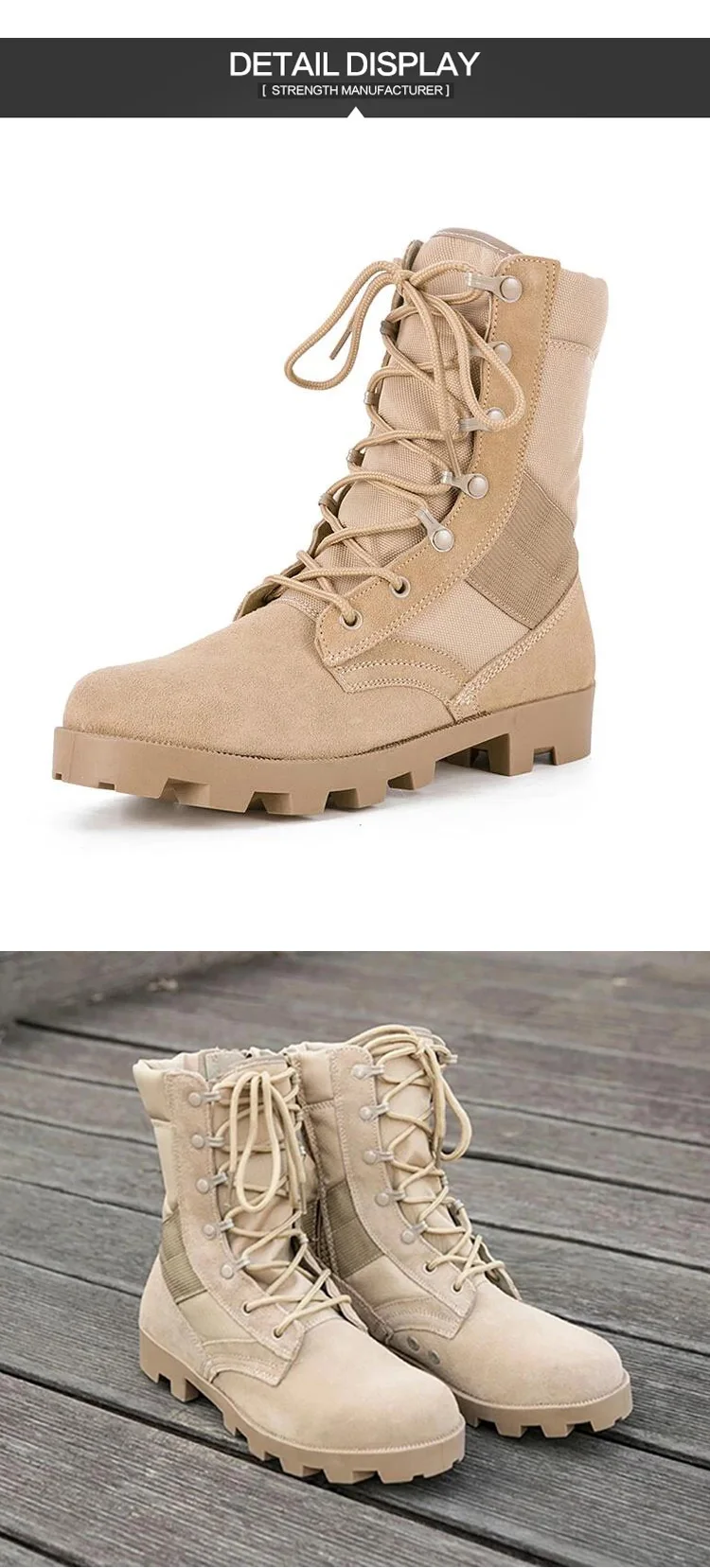 Military Safety Suede Desert Boot Military Desert Swat Boots Khaki