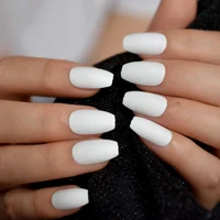

Matte White Ballerina False Nails Frosted Coffin Flat Press on Fake Nails Tips Faux Ongle Daily Finger Wear Free Glue Sticker