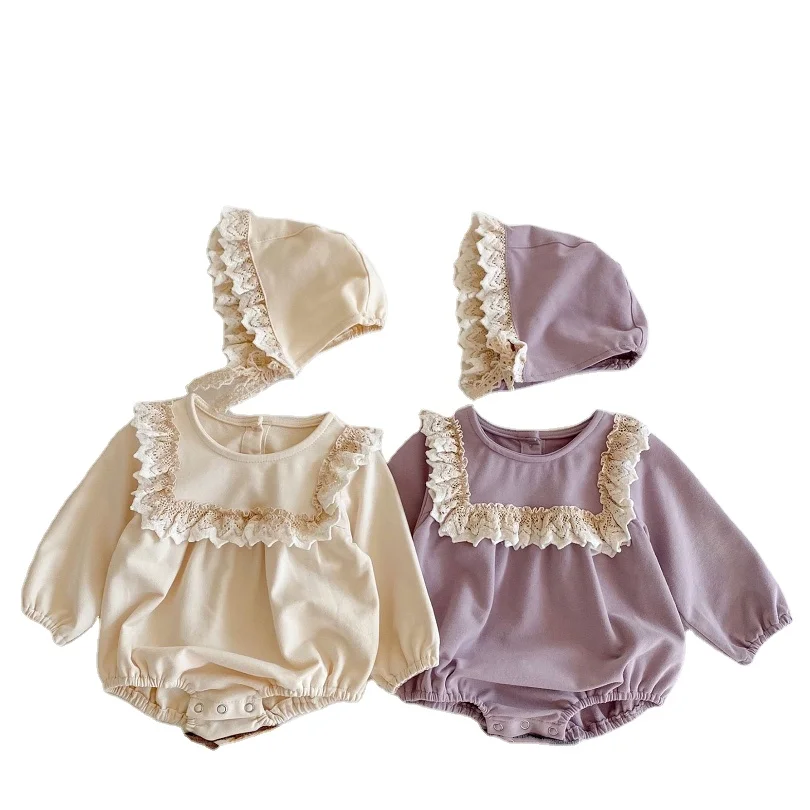 

OEM kids girls princess clothes factory fashion lace thick cotton rompers for baby
