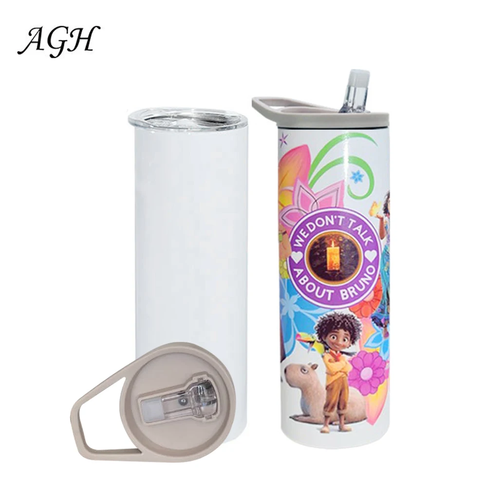 

AGH USA Warehouse 20oz Sublimation Blank Straight Skinny Stainless Steel Tumbler With Duo lids
