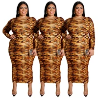 

fall clothing for women leopard long sleeve plus size women long dress