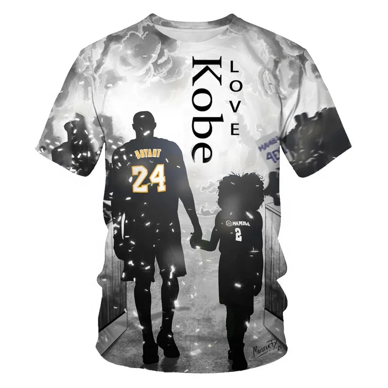 

Factory sale Custom basketball team Laker Kobe Pattern Print Men sports t shirt Short Sleeve T shirt, Mix color