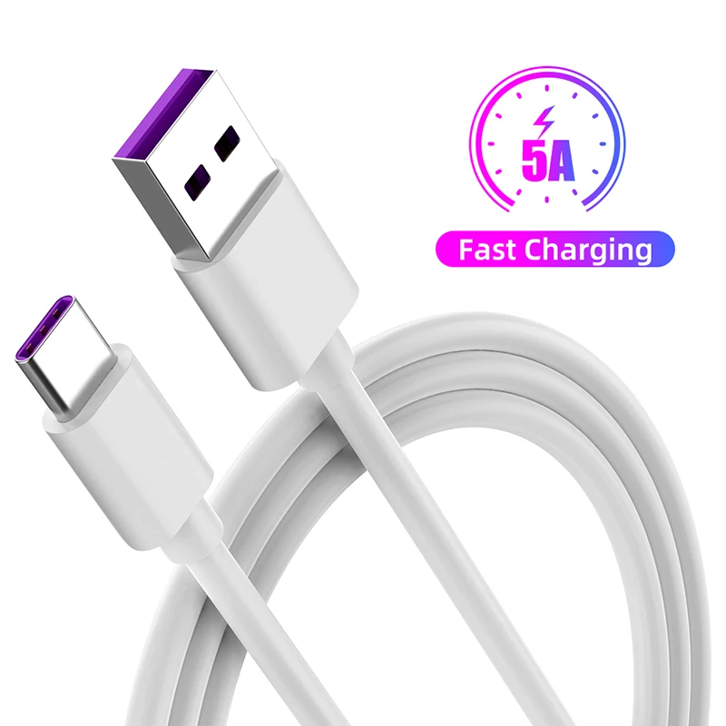 

5A Super Fast Charging Cable For Huawei Type c Quick USB Charge Cable Data Line For Android Phones, White