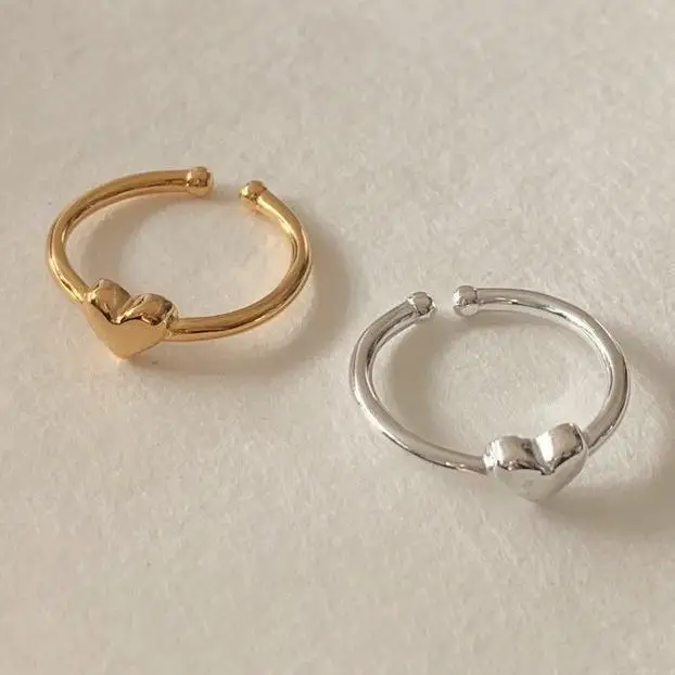 

VIANRLA 925 heart sterling silver ring open adjustable minimal dainty heart-shaped ring