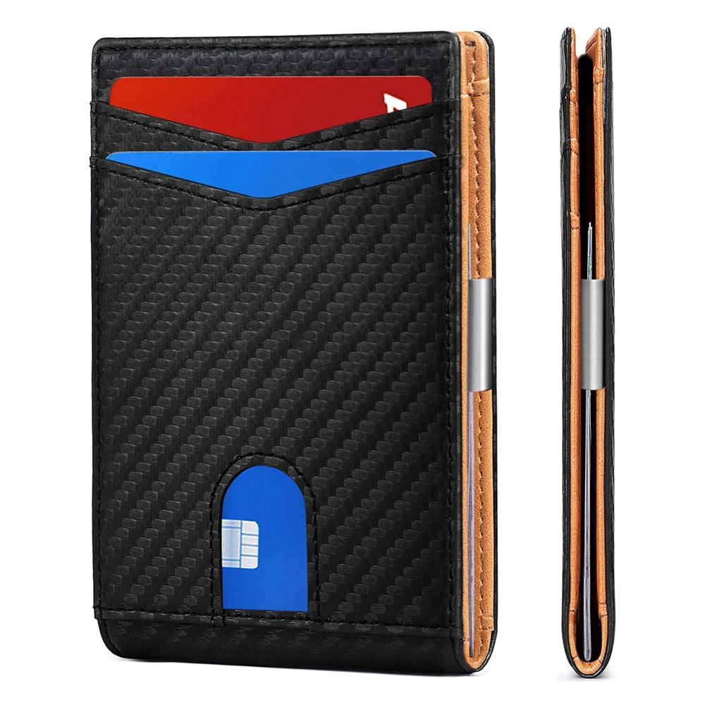 

Front Pocket Slim Minimalist Bifold RFID Blocking Men's Custom RFID Leather Wallet