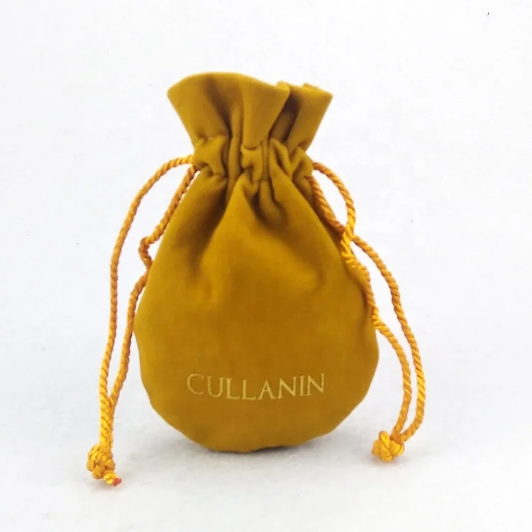 

gold round-shaped velour jewelry packaging pouch suede pouch bag, Customized color