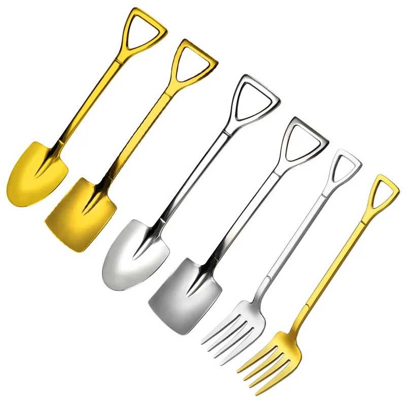 304Stainless Steel Fork Spoon Dessert Fruit Fork Fruit Powder Spoon Small Seasoning Stainless Steel Ice Cream Coffee cutlery set