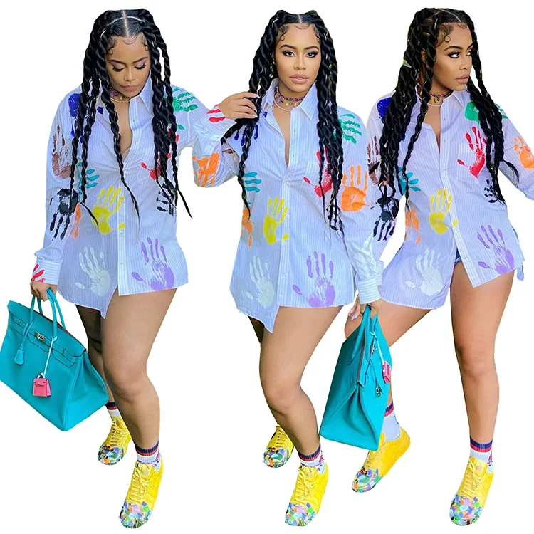 

Fall 2021 Autumn Clothes for Women Trending Long Sleeve Print Cotton Dresses T Shirt Dress Women Summer