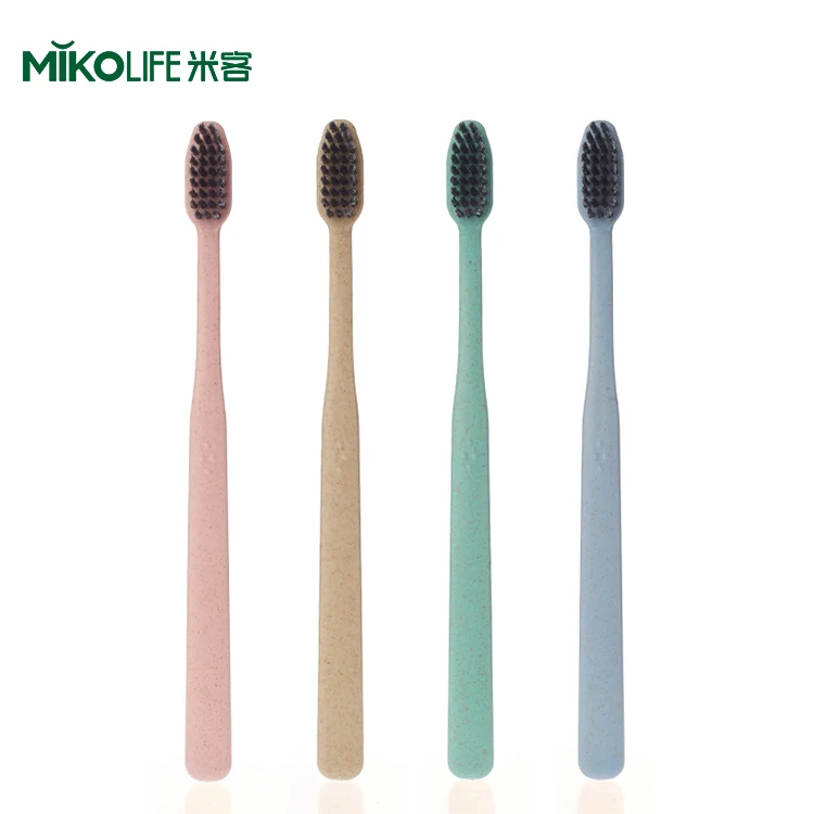 

Biodegradable Plastic Natural Hard Bristle Wheat Straw Adult PLA Corn Starch Toothbrush