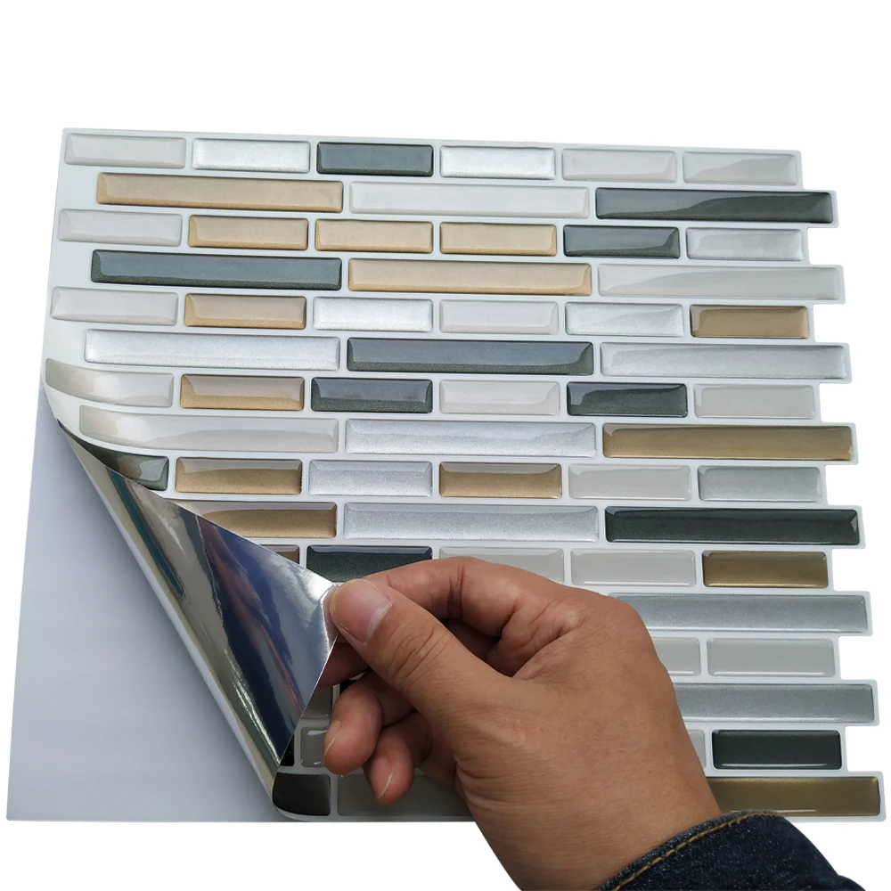 

Waterproof Self Adhesive Mosaic Tiles 3D Peel and Stick Vinyl Wall Sticker kitchen backsplash, Cmyk, pantone color (pms),customized