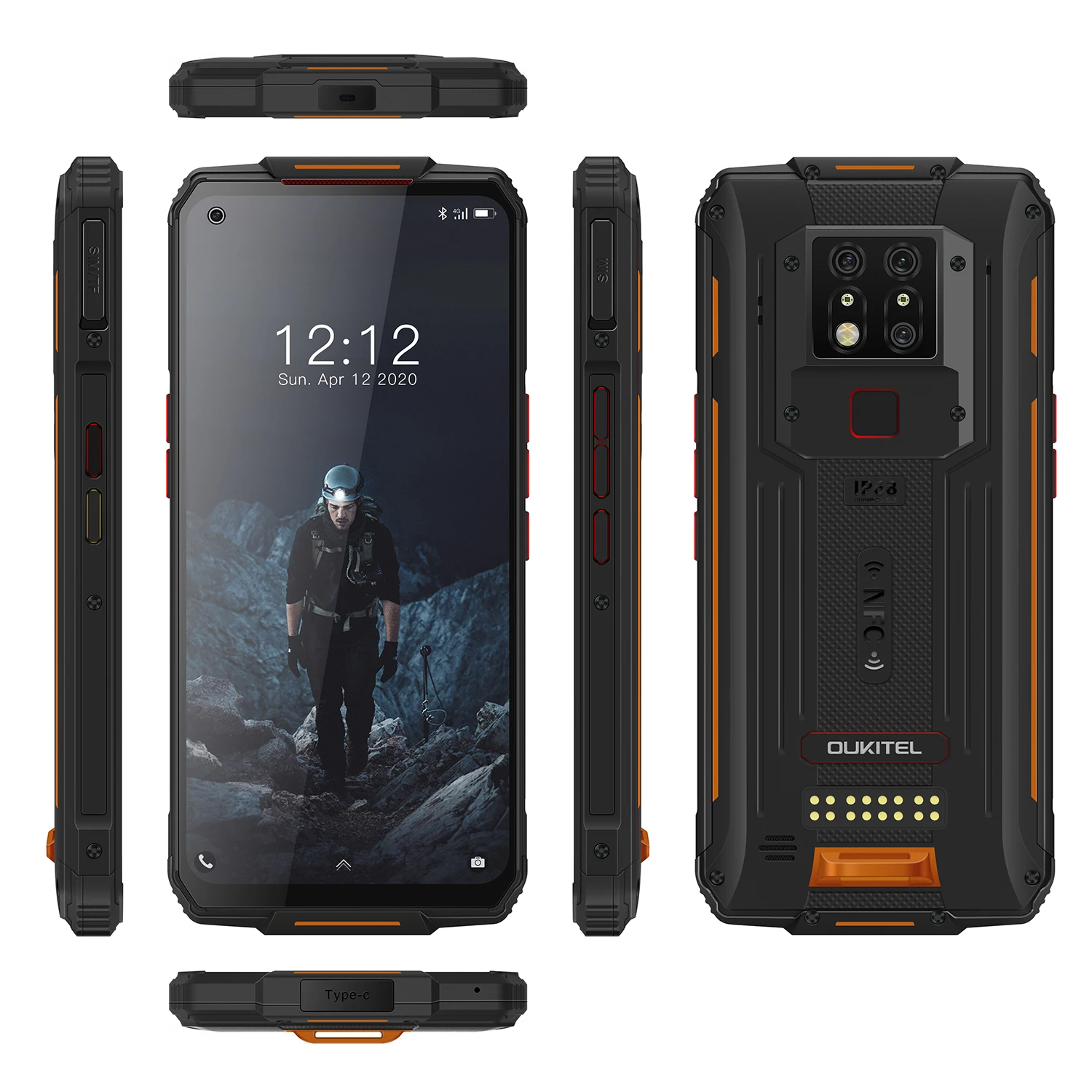 

48MP Triple Camera Waterproof smartphone OUKITEL WP7 8000mAh 8GB+128GB 6.53 inch Android 9.0 4G NFC rugged phone, Orange,black,red