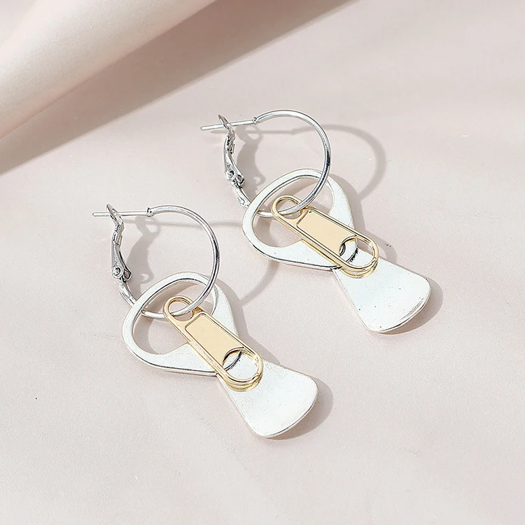 

Punk New Style Metal Cans Pull Ring Drop Earrings Stainless Steel Pin Geometric Drop Earring