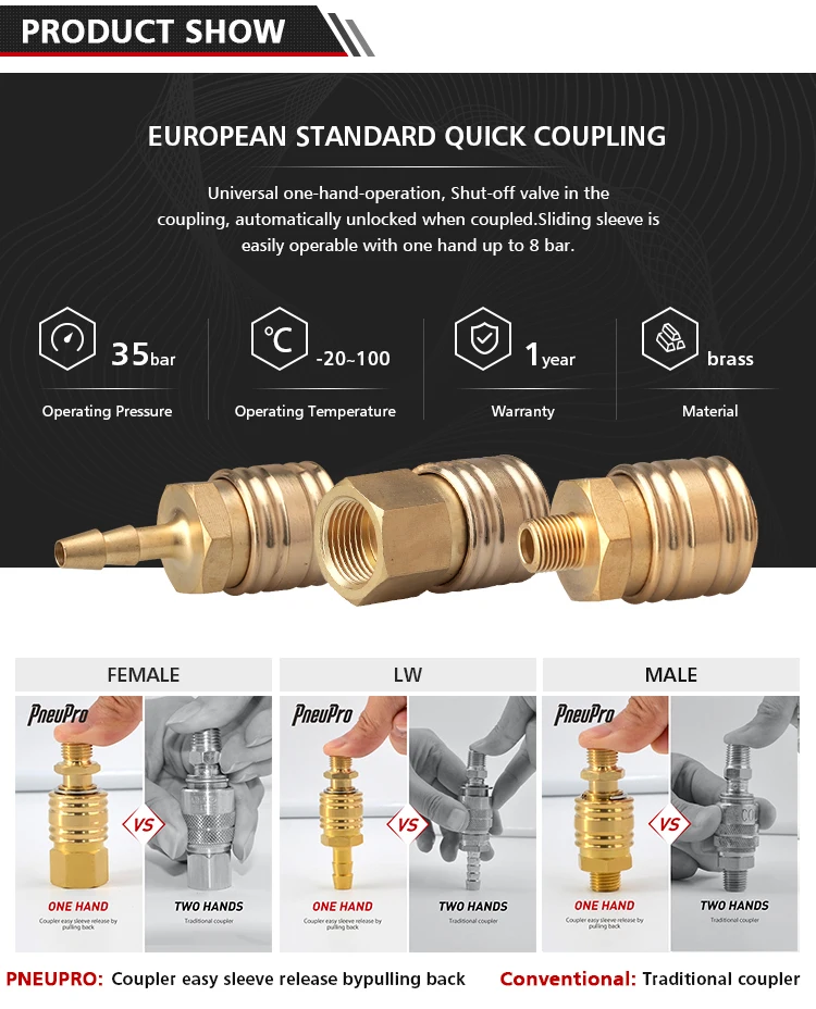 DN 7.2 pneumatic fitting quick connect air coupler male coupling