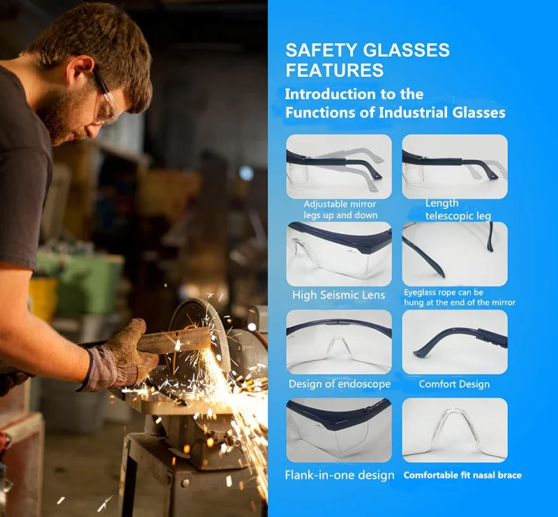 
High quality anti virus protective glasses Safety Medical use Welding Comfortable Anti Resistant CE FDA Safety Glasses 
