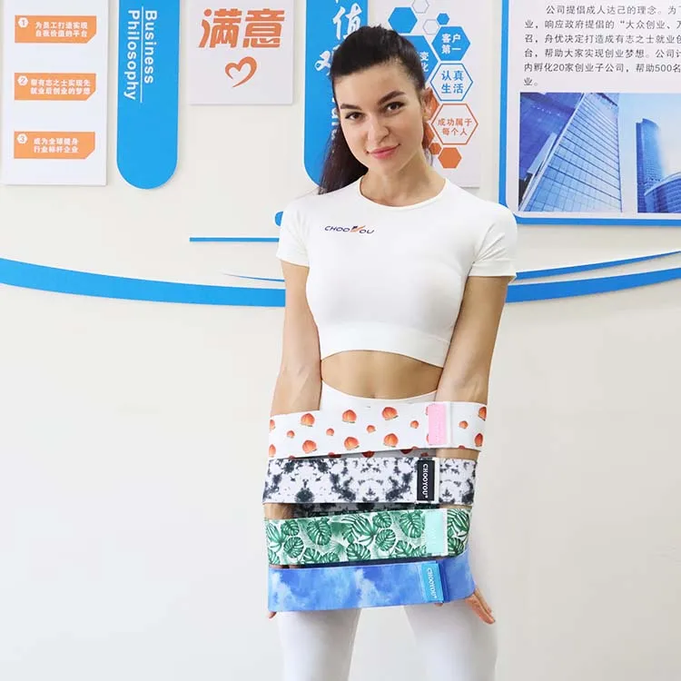 

Wholesale Gym Equipment Adjustable Custom Printed Hip Resistance Band Elastic Long Resistance Bands Fabric China, Customized color
