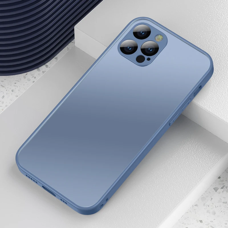 

Free Shipping 1 Sample OK Fashion Silicone Cell Phone Cover Shockproof Frosted Glass Mobile Phone Case