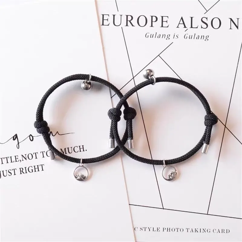 

Shanmeng Eachother Couple Bracelet A Pair of Magnetite Red String Braided Jewelry