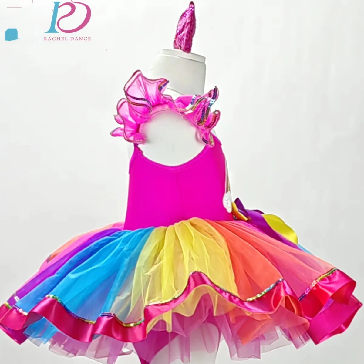 New Children Little Kids Women's Show Competition Colorful Yarn Gauze Skirt Stage Costume Cute Ruiqier