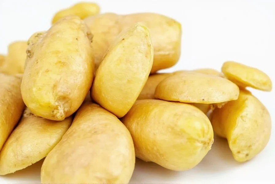 Whole ginger root stored in airtight container with paper towel in refrigerator