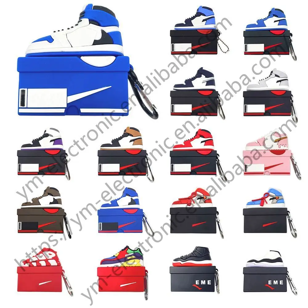 

2021 Fashion silicone shoe box AJ jordan for airpod case For airpods pro case For airpods case 2 3 pro, Multi colors