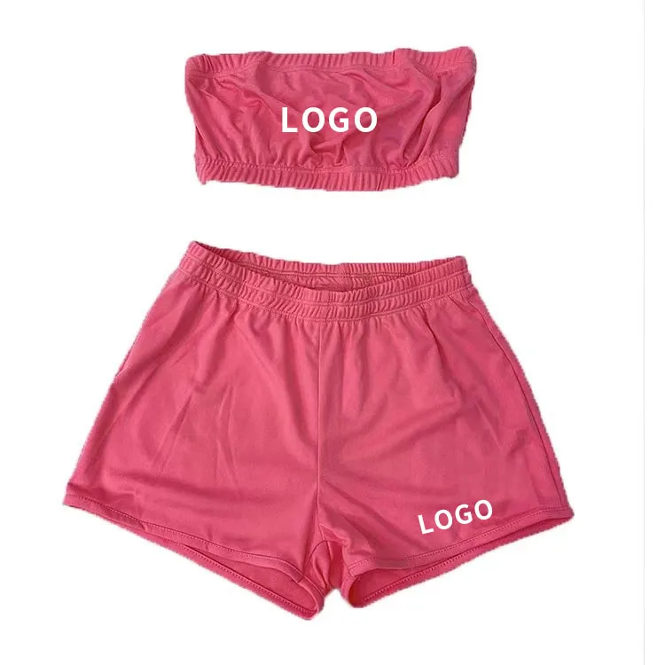 

2021summer Hot Lady Workout Sweat Snack Biker Shorts Two Piece Set Womens Fitness Booty Candy Shorts, Customized color